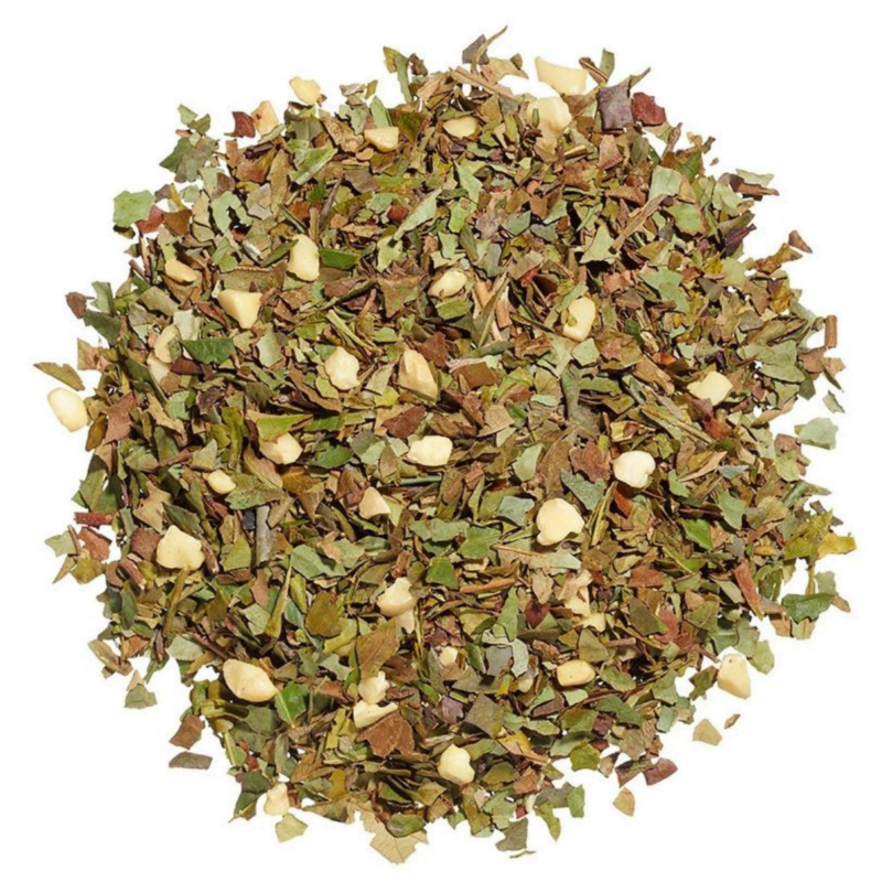 Winter Flower tea by Ronnefeldt - a white Pai Mu Tan tea with almond pieces. Contains nuts.